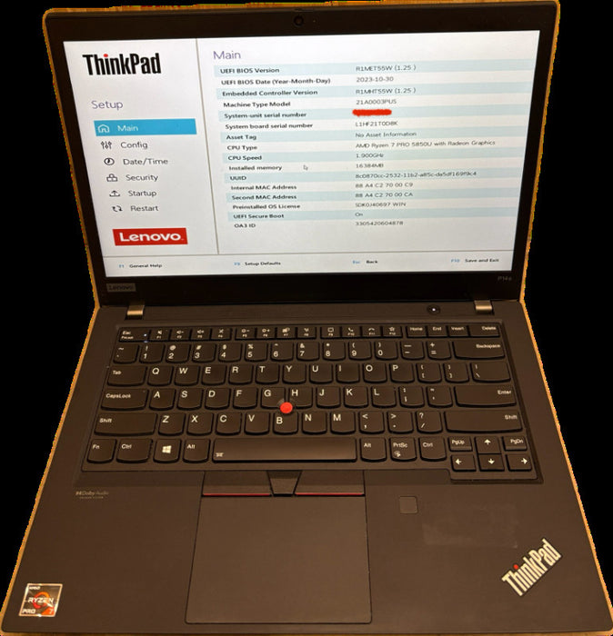 Lenovo ThinkPad P14s Ryzen 7 PRO 5850U Missing Cover For Parts/Repair READ!  Lap200