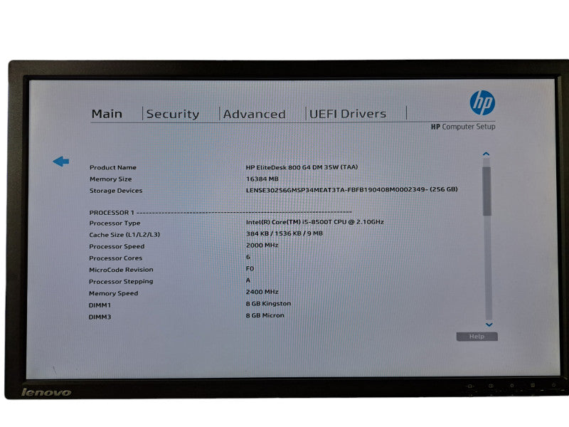 HP EliteDesk 800 G4 USFF| i5-8500T @ 2.10GHz 6C, 16GB DDR4, 256GB NVMe, Wi-Fi