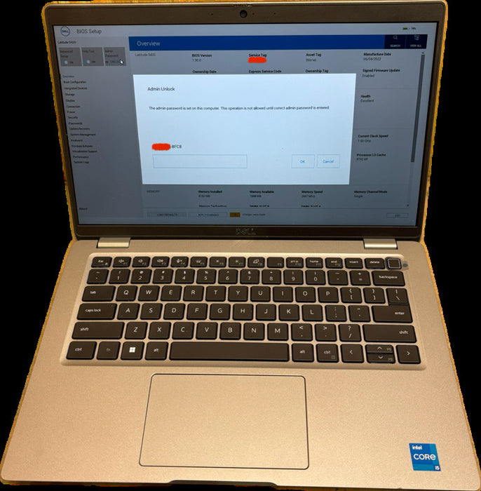 Dell Latitude 5420 i5-1145G7@2.6Gh 8GB RAM BIOS Locked For Parts/Repair READ!  Lap200