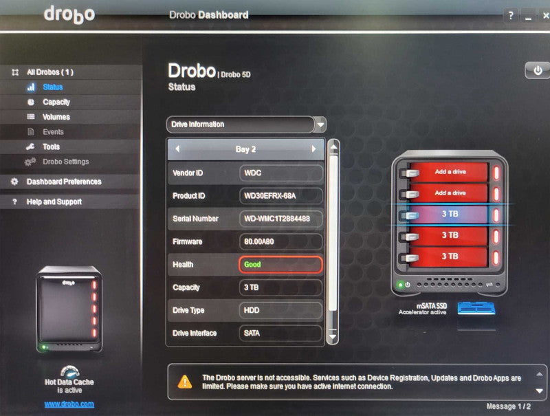 Drobo 5D (DRDR5-A) 5 Bay Storage Hard Drive Array w/ 3x 3TB HDDs, READ _