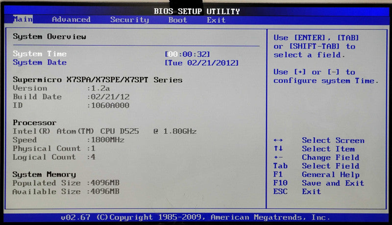 Supermicro 502-2 1U X7SPE-HF-D525, Atom D525 1.8GHz, 4GB RAM, No HDD