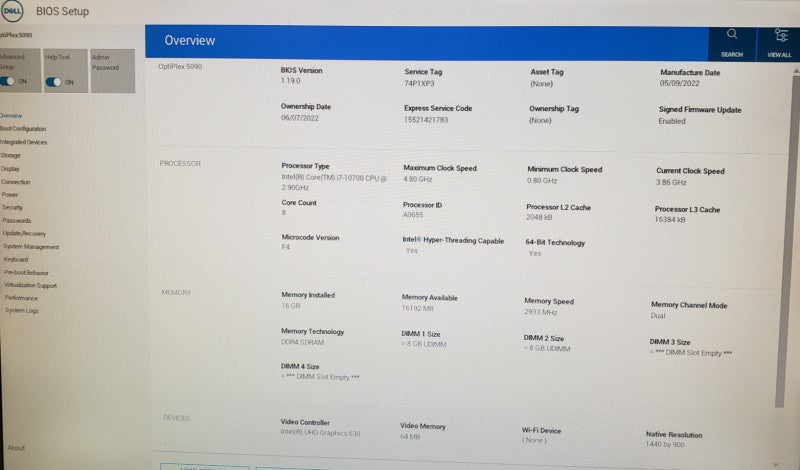 Dell OptiPlex 5090 SFF PC i7-10700 CPU| 16GB RAM| 250GB SSD | READ PLS Q