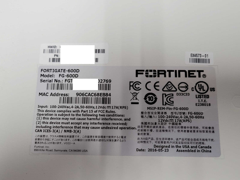 FORTINET FORTIGATE 600D FIREWALL FG-600D Q_