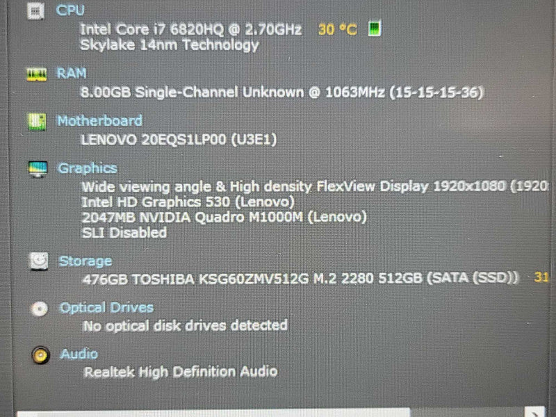 Lenovo ThinkPad P50| i7-6820HQ| 32GB DDR4| Quadro M1000M| 512GB M.2/ READ β BudLap