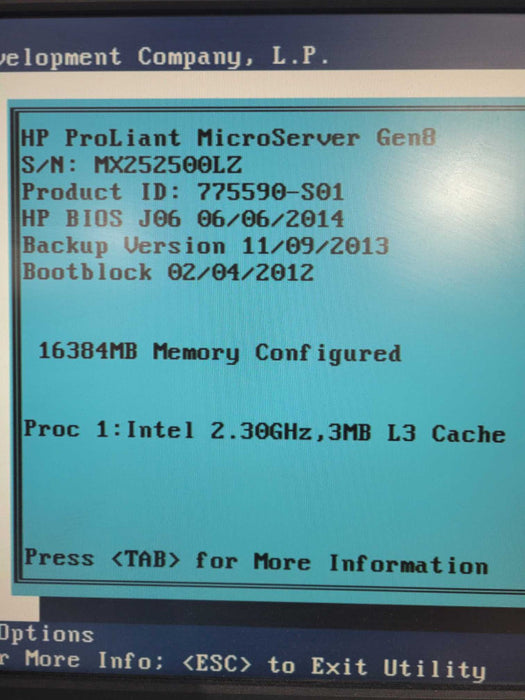 HP ProLiant MicroServer Gen8 | Xeon E3-1220L V2 | 16GB DDR3 | No HDD | B120i !