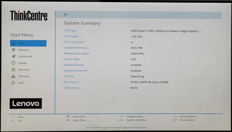 Lenovo ThinkCentre M75q-1 USFF, Ryzen 3 Pro 3200GE 3.30 GHz, 8GB DDR4, 256GB NVMe, WiFi