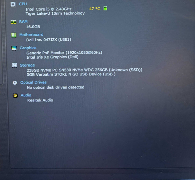 Dell Latitude 5420 i5-1135G7@2.4GHz 16GB 256GB SSD No Power Adapter READ!  Lap200