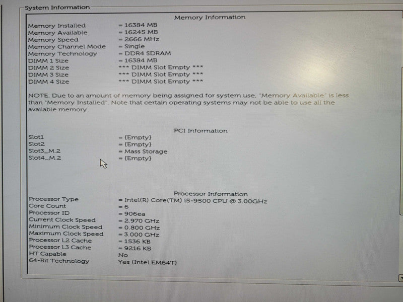 Dell OptiPlex 7070 SFF Intel i5 - 9500 CPU @ 3.00GHz 16GB DDR4 Ram 256GB NVMe !