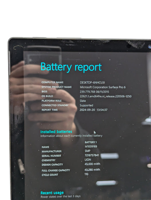 Surface Pro 6 1796 Intel 4 Core i5-8350U @ 1.70Ghz 8GB RAM & 256GB  - Lap200