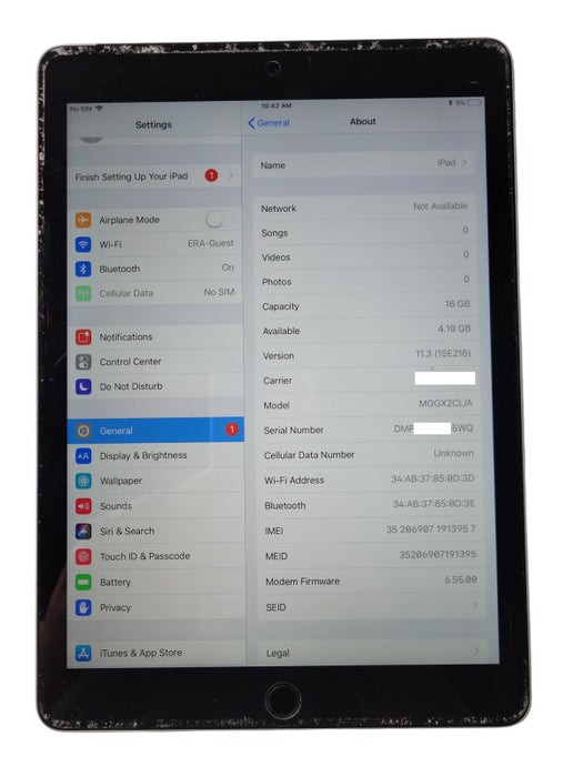 Apple iPad Air 2 A1567 16GB Wi-Fi + Cellular Unlocked Q_