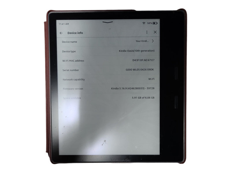 Amazon Kindle Oasis (10th Gen) 7-inch, 8GB, Wi-Fi E-Reader w/ Case