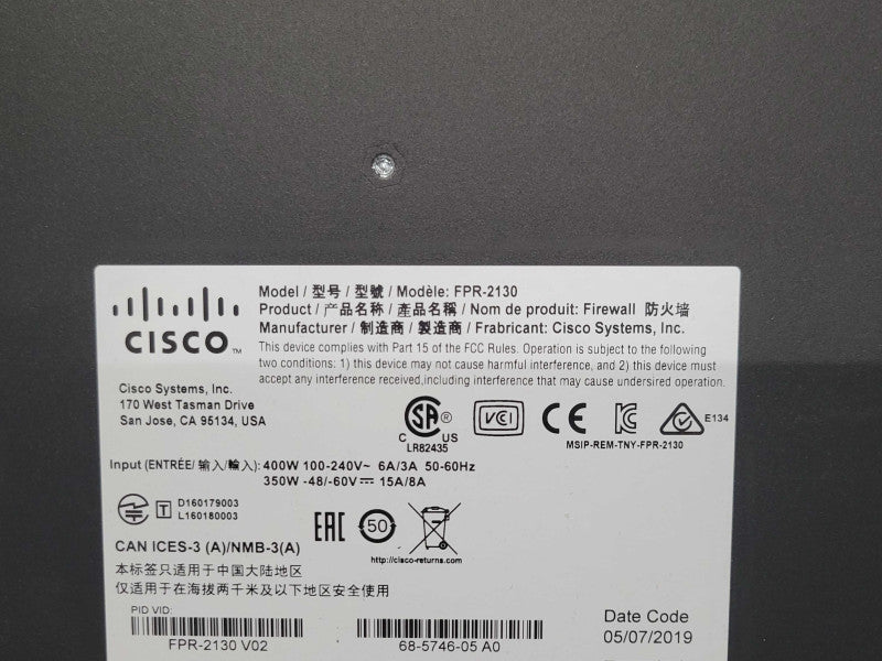 Cisco FPR-2100 Series FPR-2130 Security Appliance Firewall w/ SSD 2*PSU _