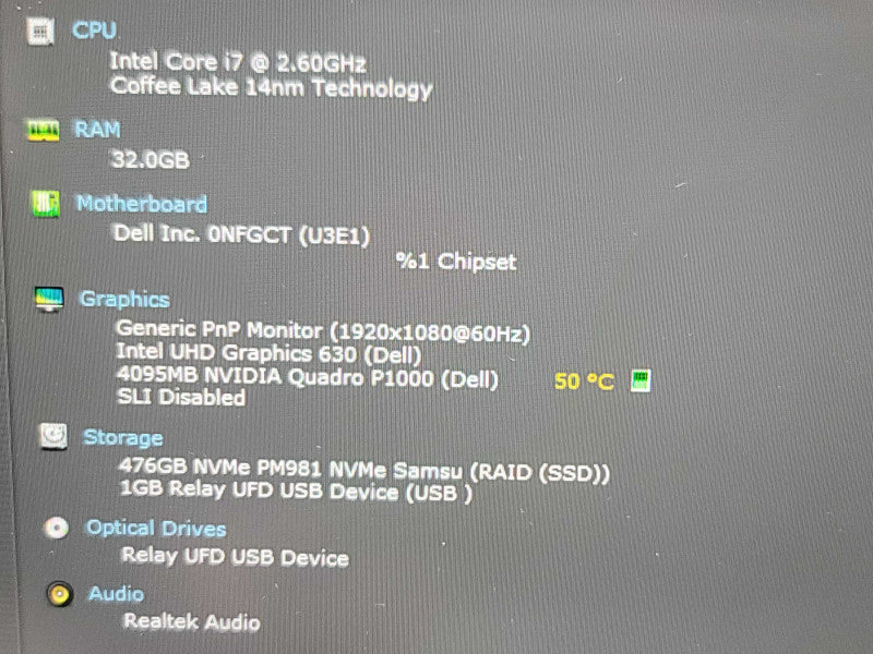 Dell Precision 5530| i7-8850H| 32GB DDR4| Quadro P1000| 512GB SSD  no battery β Lap200