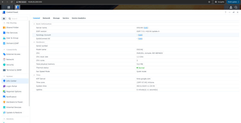 Synology DiskStation DS-216j 2-Bay NAS, 4TB (2x 2TB 3.5" HDDs)