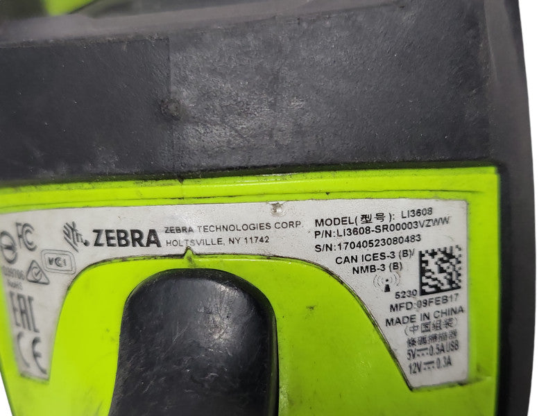 Zebra LI3608 Handheld Ultra-Rugged 1D Laser Barcode Scanner LI3608-SR00003VZW _