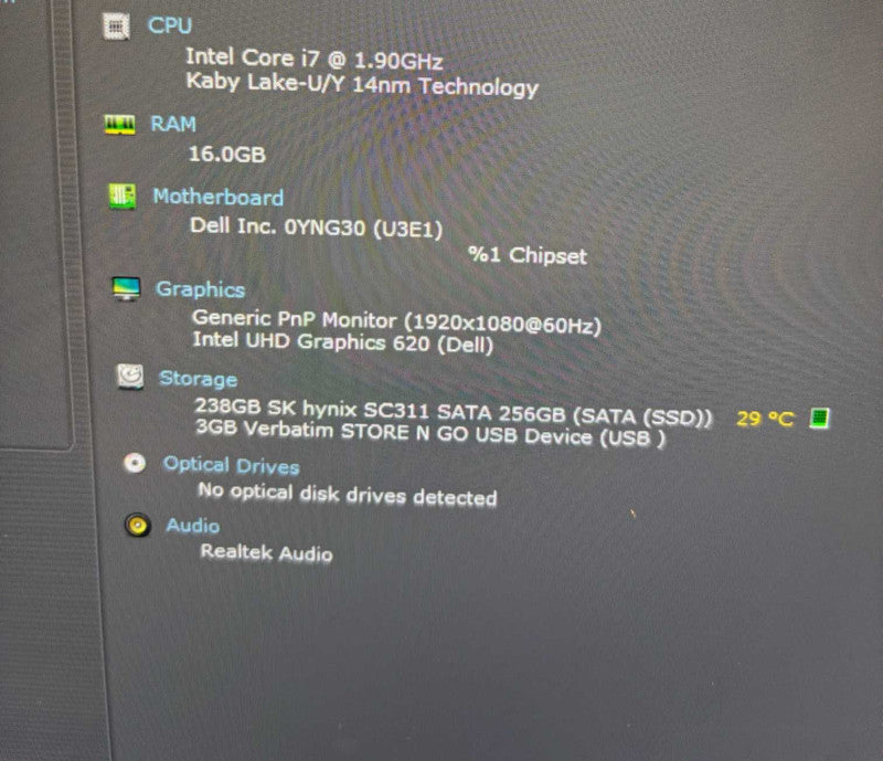 Dell Latitude 7390 2-in-1 TOUCH Intel Core i7-8650U@1.9GHz 16Gb RAM 256GB SSD  Lap200