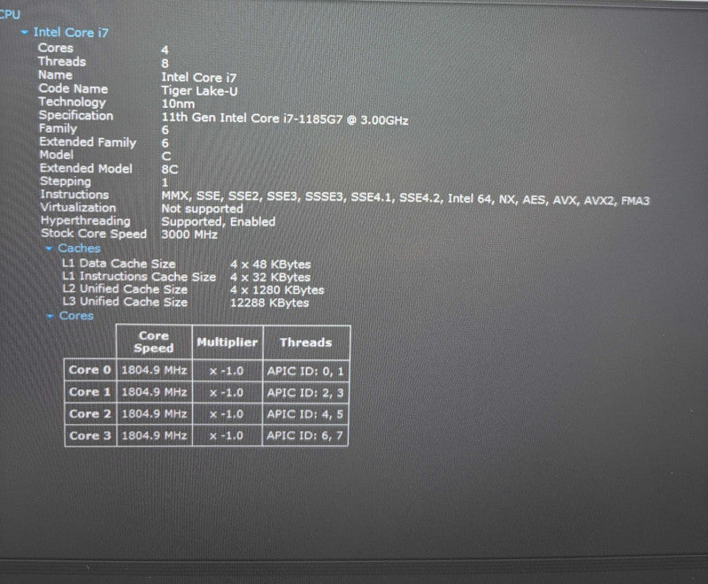Dell Latitude 7320 i7-1185G7@3GHz 16GB RAM 256GB SSD No Power Adapter READ!