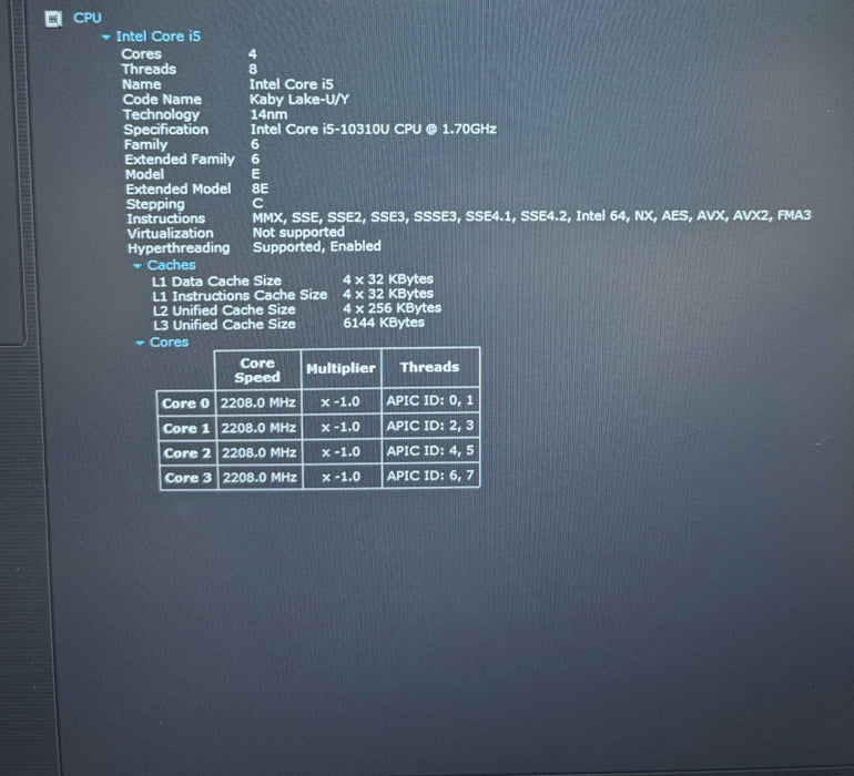 Dell Latitude 5510 Intel Core i5-10310U@1.7GHz 16GB RAM 256GB SSD   Lap200