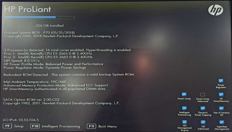 HP ProLiant DL380p Gen8 | 2x Xeon E5-2665 0 | 256GB RAM | P420i | 2x 460W