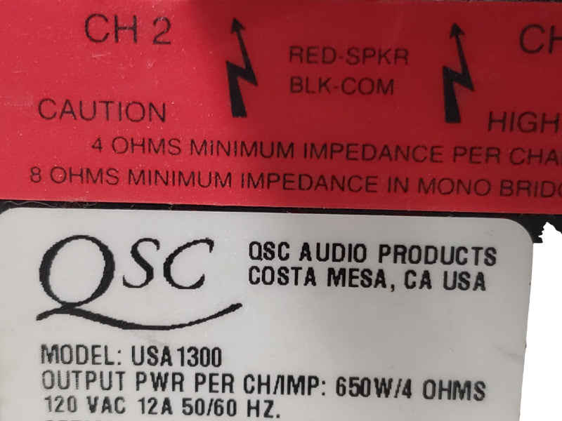 QSC USA 1300 Professional Power Amplifier 650w 4 Ohmv