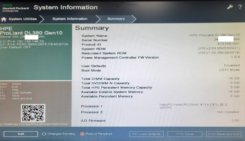 HP DL380 G10 2U 1x Xeon Silver 4114 2.2GHz 16GB DDR4 P408i-a, 7x 1.2TB HDDs _