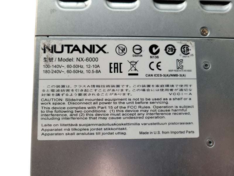 Nutanix NX-6000 2-Node 4x E5-2630v2 2.60Ghz 6-Core, 524GB RAM MEM Storage Server !