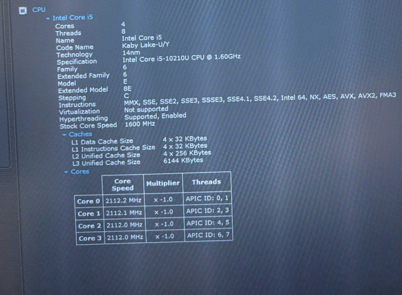 Lenovo ThinkPad T14 Gen 1 Intel Core i5-10210U@1.6GHz 16GB RAM 256GB SSD  Lap200