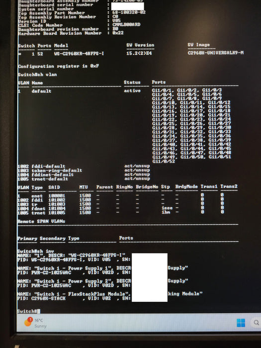 Cisco WS-C2960XR-48FPS-I Catalyst 2960-XR 48 PoE Port Gigabit Switch Q$