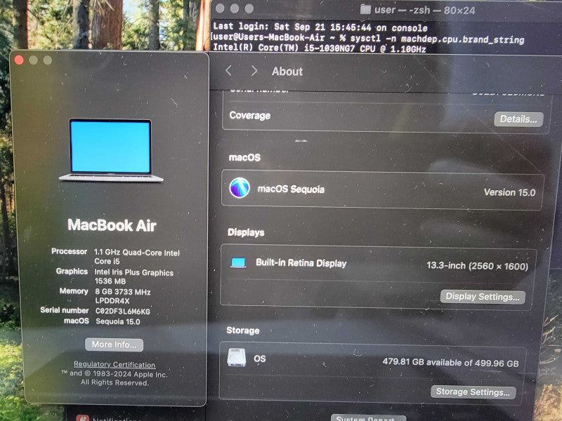 MacBook Air Retina 13" 2020 Core i5-1030NG7 @1.1GHz 8GB DDR4 500GB SSD - READ