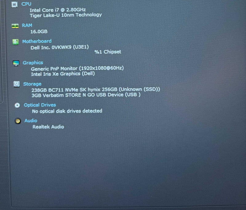 Dell Latitude 3420 Intel Core i7-1165G7@2.8GHz 16GB RAM 256GB SSD READ!  Lap200