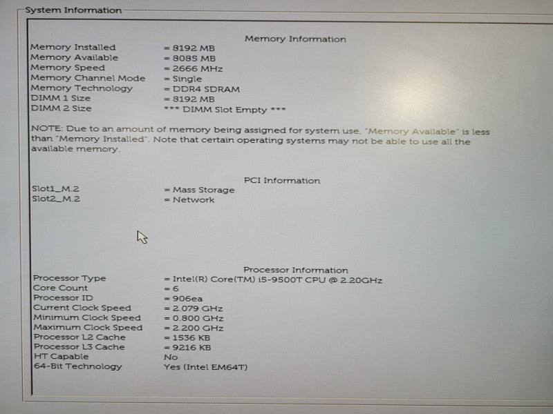 Dell OptiPlex 3070 USFF | i5-9500T @ 2.20GHz 6C, 8GB DDR4, 256GB NVme !