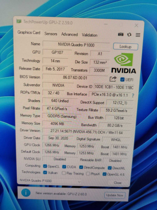 NVIDIA QUADRO P1000 4GB PCIE Q%