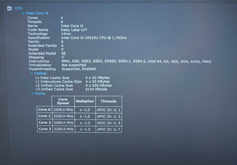 Dell Latitude 7410 i5-10310U@1.7GHz 16GB RAM 256GB SSD No Power Adapter READ!  Lap200