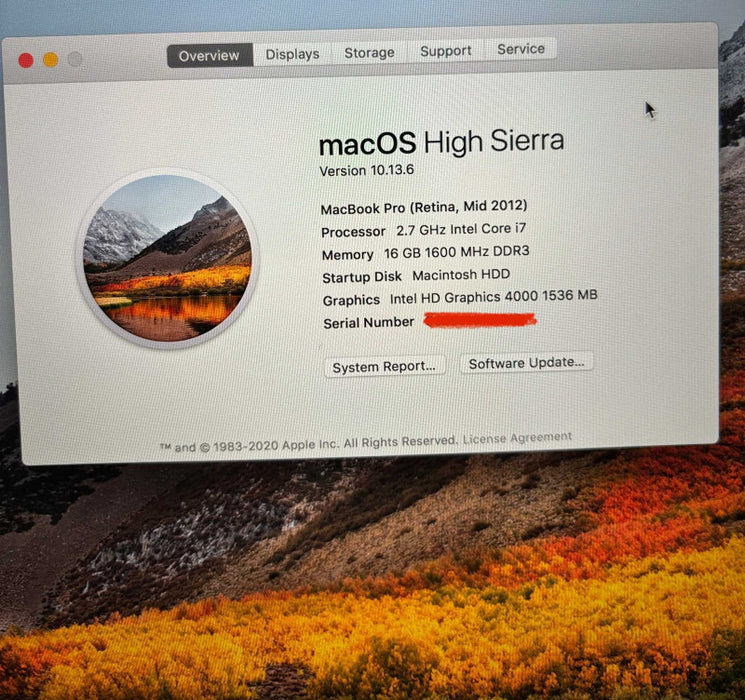 Apple MacBook Pro 15" Retina 2012 i7-3820QM 16GB 768SSD GeForce GT650M