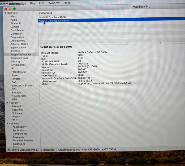 Apple MacBook Pro 15" Retina 2012 i7-3820QM 16GB 768SSD GeForce GT650M