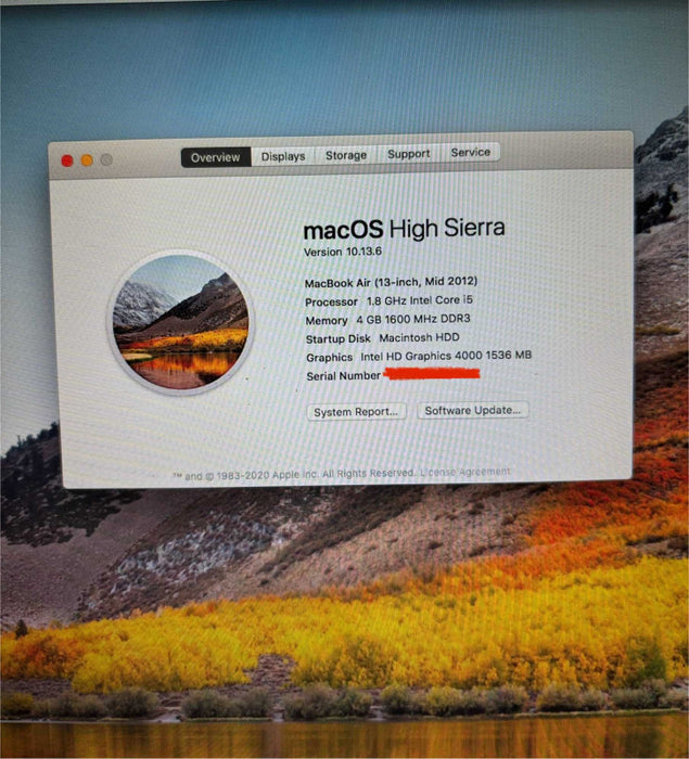 Apple MacBook Air 13" Mid 2012 i5-3724U 4GB RAM 128GB SSD