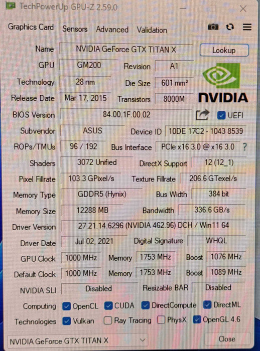 NVIDIA GeForce GTX Titan X 12GB GDDR5 Graphics Card | 699-1G600-0000-501