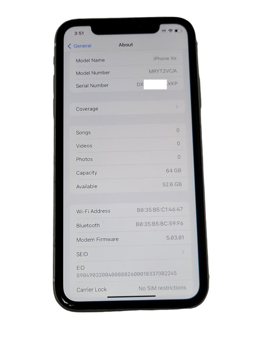 Apple iPhone XR 64GB unlocked, Battery Health: 87% _