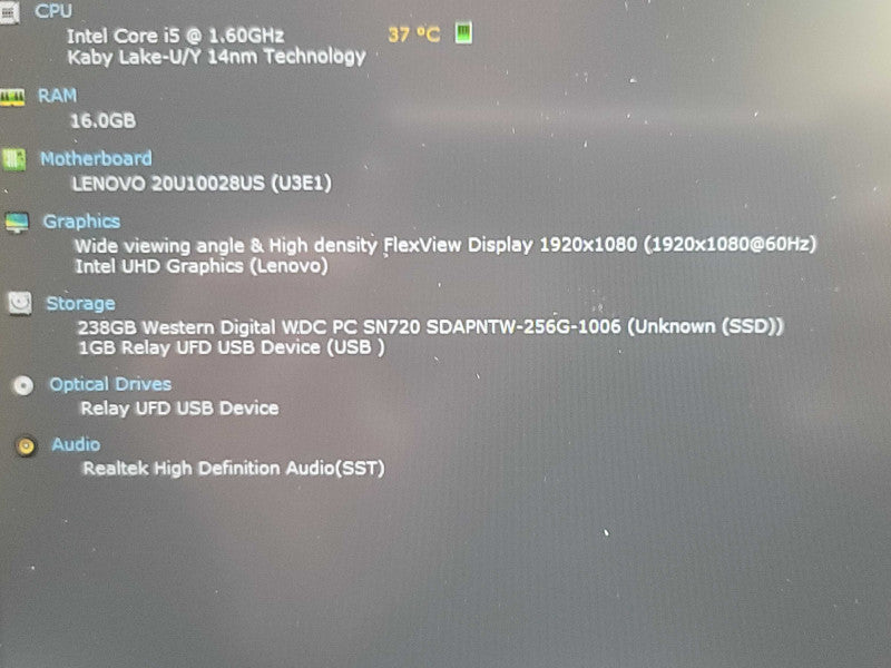 Lenovo ThinkPad L14| i5-10210U| 16GB DDR4| 256GB SSD NO AC ADAPTER  β Lap200