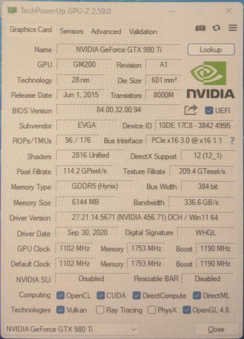 EVGA GeForce GTX 980 Ti ACX 2.0 | 6GB GDDR5 GPU | 3x DP 1x DVI 1x HDMI