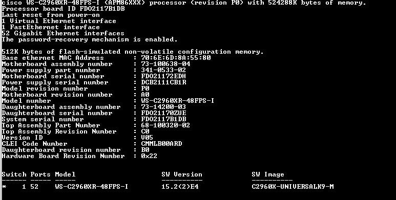Cisco WS-C2960XR-48FPS-I v05 | 48-Port Gigabit PoE w/1x 1025w PSU| Stack mod  %