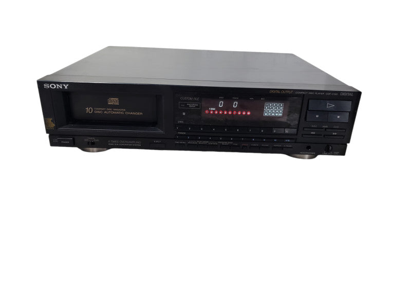 Vintage Sony CDP-C100 CD Player Compact Disc Player 10 CD Magazine-Read