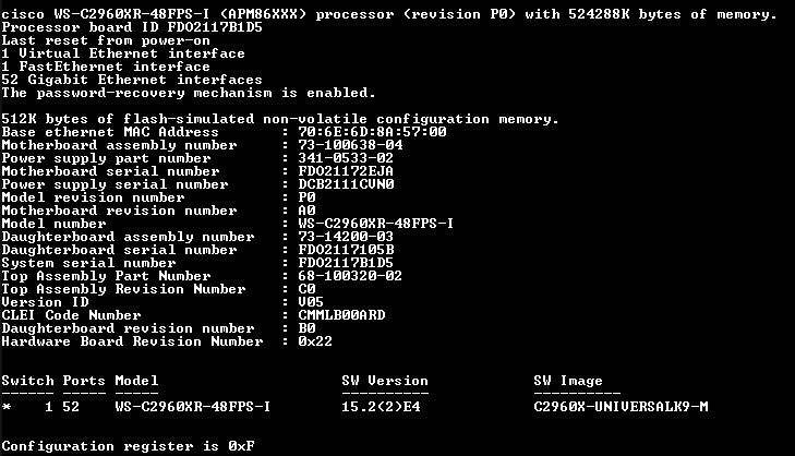 Cisco WS-C2960XR-48FPS-I V05 | 48-Port Gigabit PoE | 1x1025W PSU | Stack mod