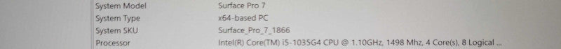Surface Pro 7 12.3” 1866, Core i5-1035G4 1.10Ghz 16GB RAM 256GB SSD, SEE _ Lap200