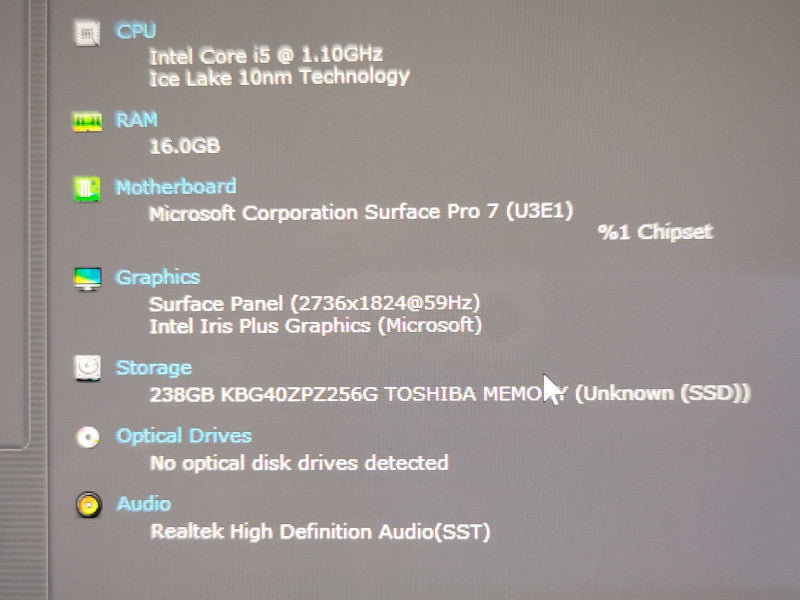 Surface Pro 7 12.3” 1866, Core i5-1035G4 1.10Ghz 16GB RAM 256GB SSD, SEE _ Lap200