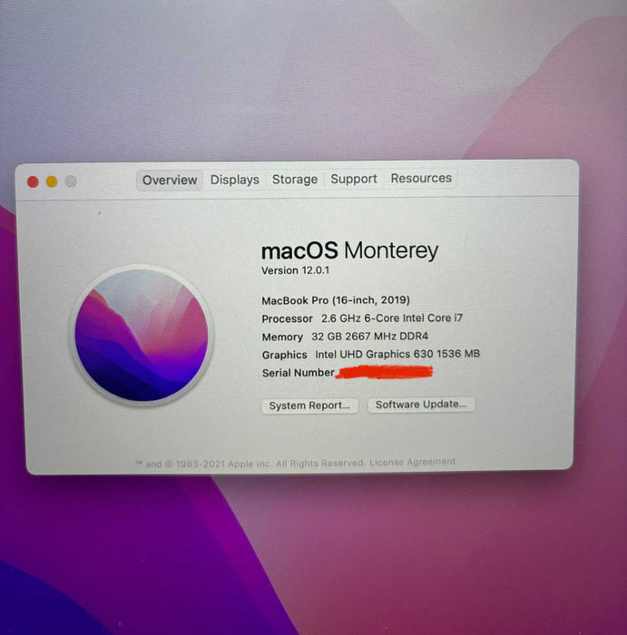 Apple MacBook Pro 16" 2019 i7-9750H Radeon Pro 5300M 32GB RAM 512SSD READ!