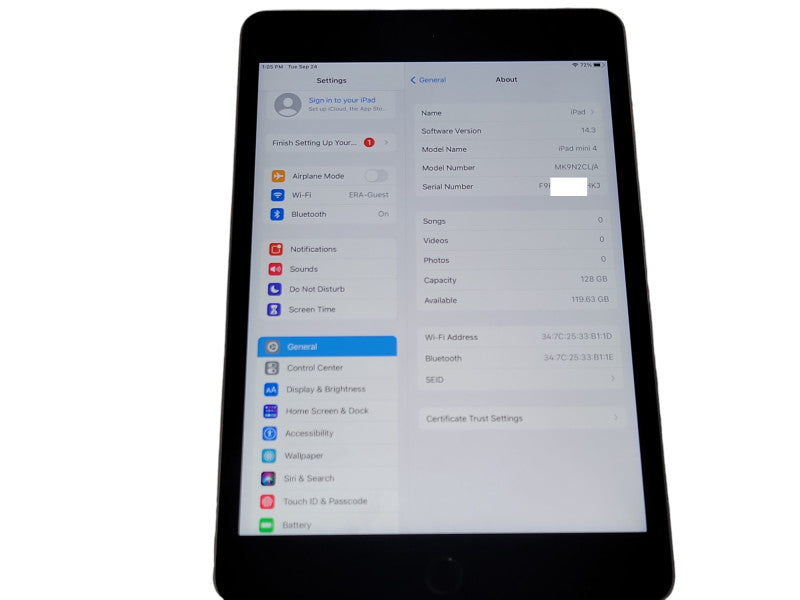 Apple iPad Mini 4 (A1538) 128GB | Wi-Fi Space Grey _