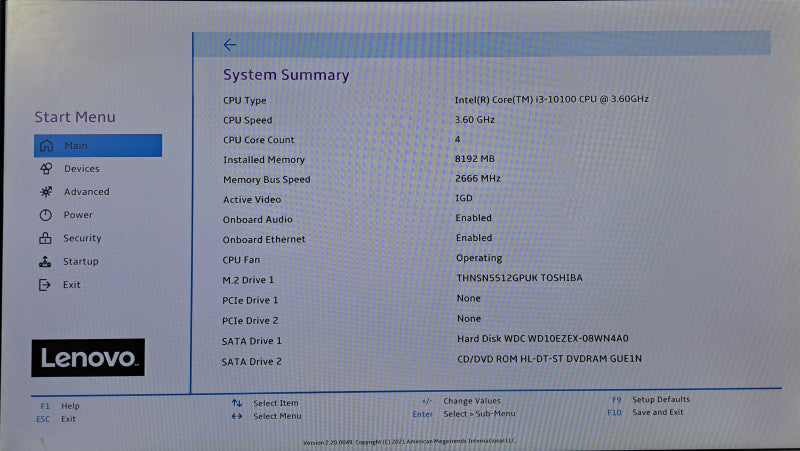 Lenovo IdeaCentre 3 SFF| i3-10100 @ 3.6GHz 4C, 8GB DDR4, 512GB NVMe, 1TB HDD