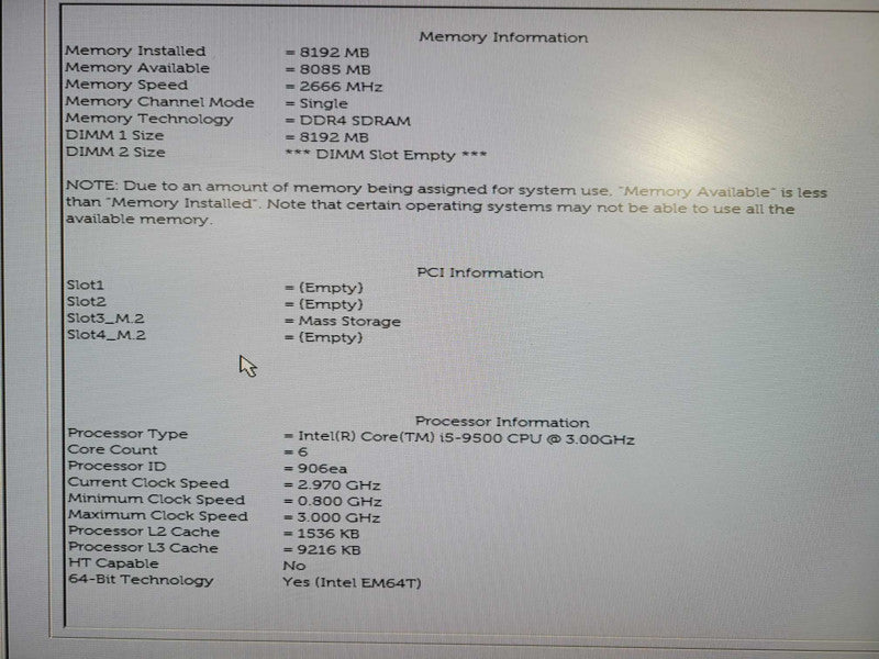 Dell Optiplex 3070 SFF | Core i5- 9500 @ 3.00GHz | 8GB DDR4 | 256GB NVme !