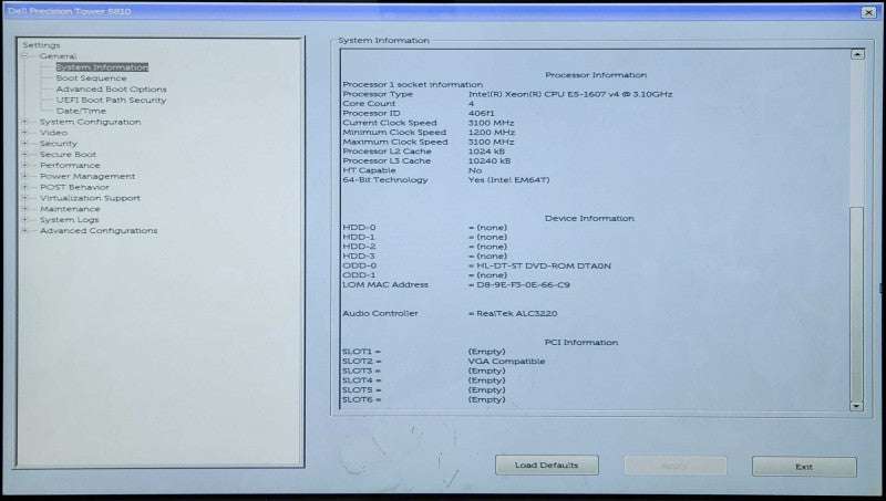 Dell Precision T5810, Xeon E5-1607 v4 3.10GHz 4C, 32GB RAM, No HDD, AMD W5100